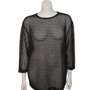Vintage Y2K Mesh Black Gold Top Shirt Sharon Anthony 20W Goth Grunge E-Girl